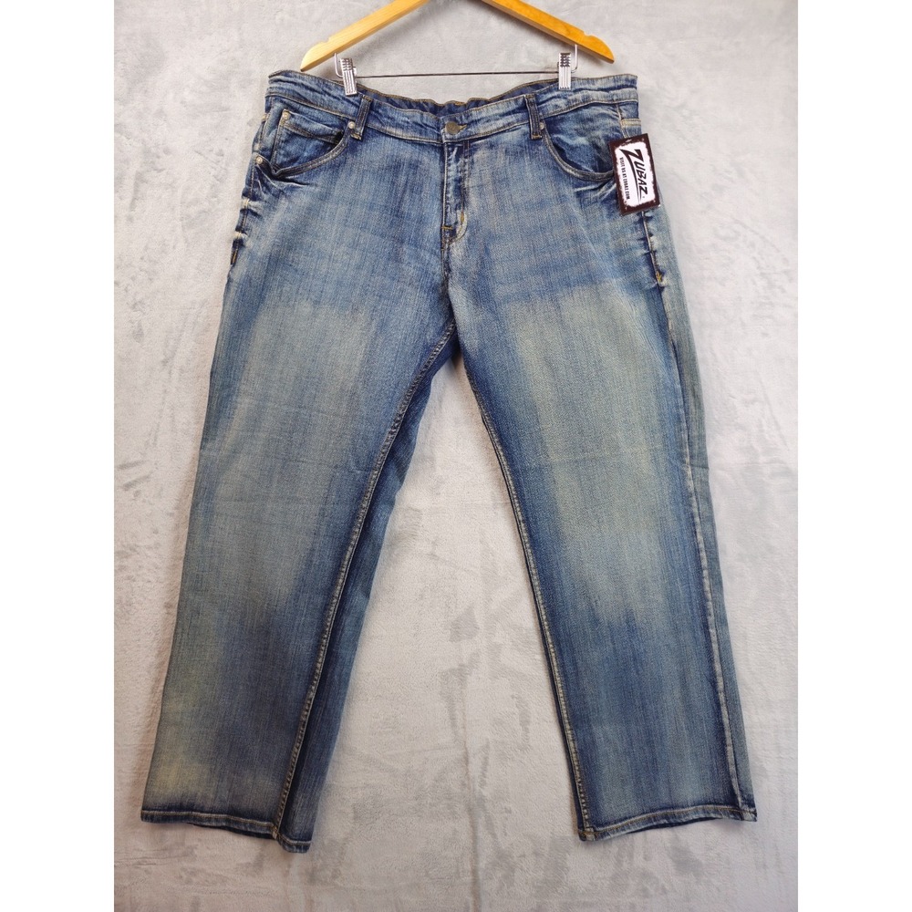 Zubaz Jeans Blue Mens 42x32 Baggy Relaxed Straight Acid Wash Skater Hip Hop